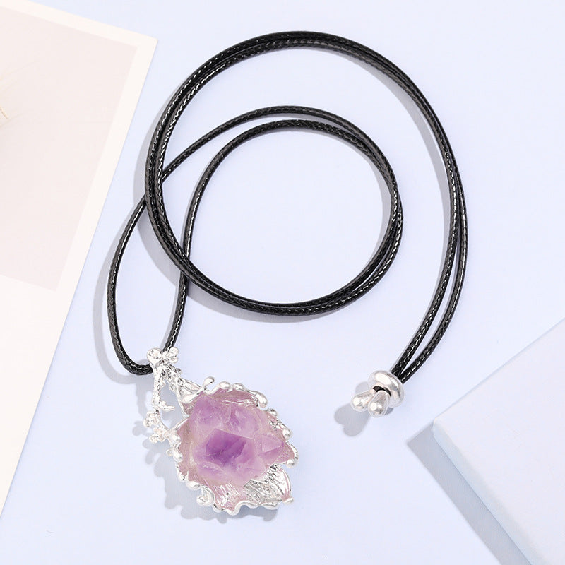 Amethyst Cluster Flower Necklace