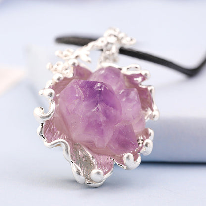 Amethyst Cluster Flower Necklace