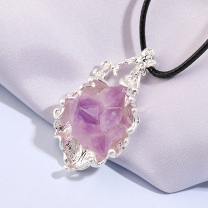 Amethyst Cluster Flower Necklace