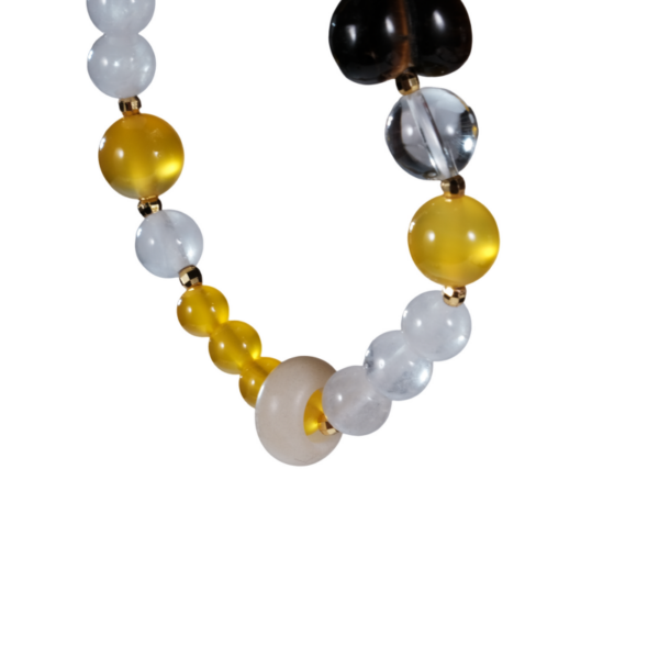 Yellow Agate White Jade Clear Quartz Bracelet